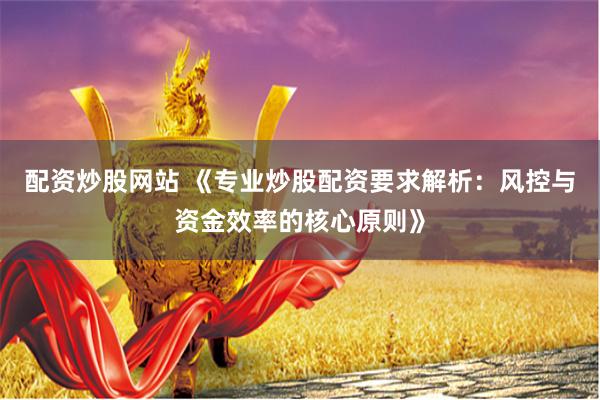 配资炒股网站 《专业炒股配资要求解析：风控与资金效率的核心原则》